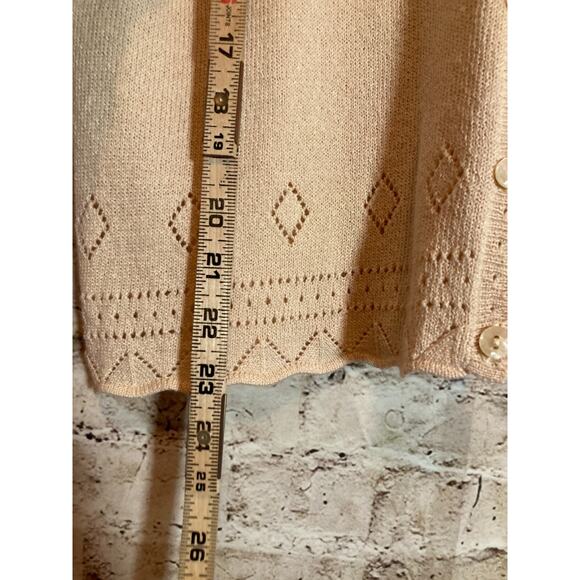 Liz Claiborne Coquette Sweater Womens Medium Pale Peach Ramie Cardigan Soft Girl - Picture 7 of 11